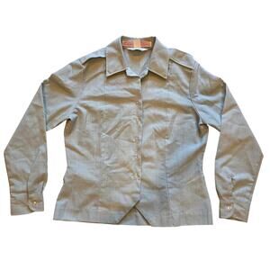 Vintage Calif Fashions San Francisco Gray Button Up Blouse 12 REG